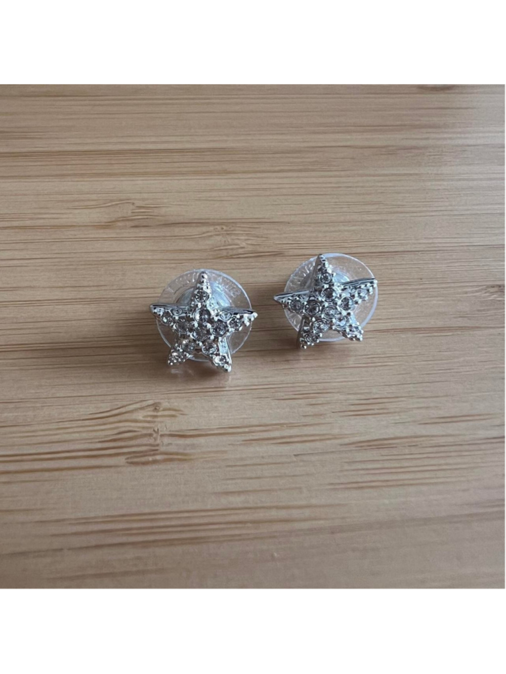 Silver rhinestone star earrings